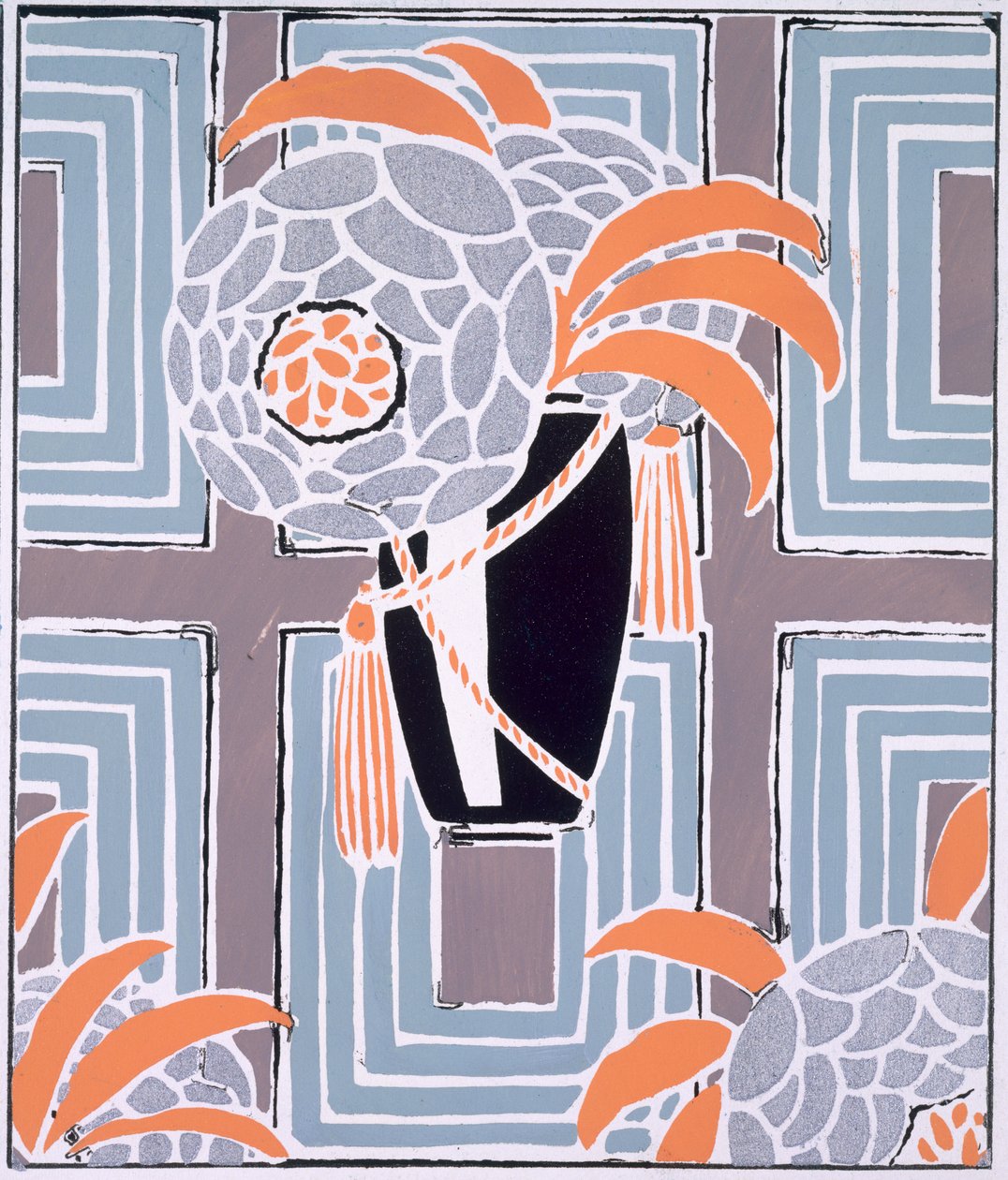 Blommor och löv, publicerad c.1925 (färg litho) av Émile Allain Séguy
