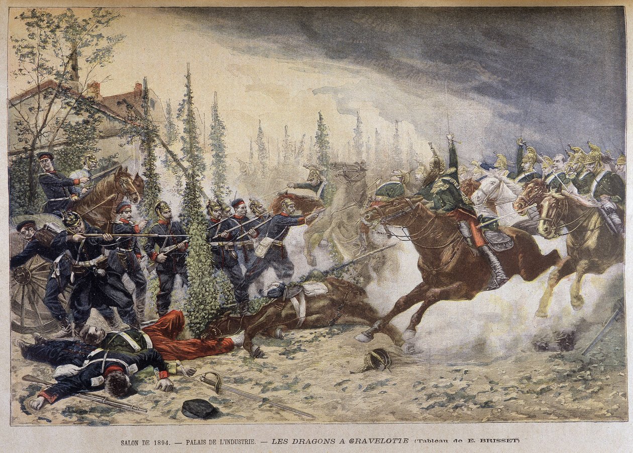 Dragons at Gravelotte (1870) - målning av Brisset, i "" Le Petite Journal" av Emile (after) Brisset