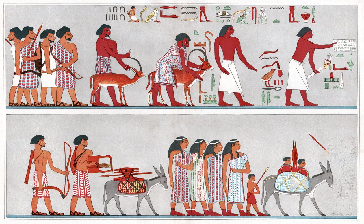 Migration i det gamla Egypten, ca 1880 (tryck) av Emile (after) Prisse d