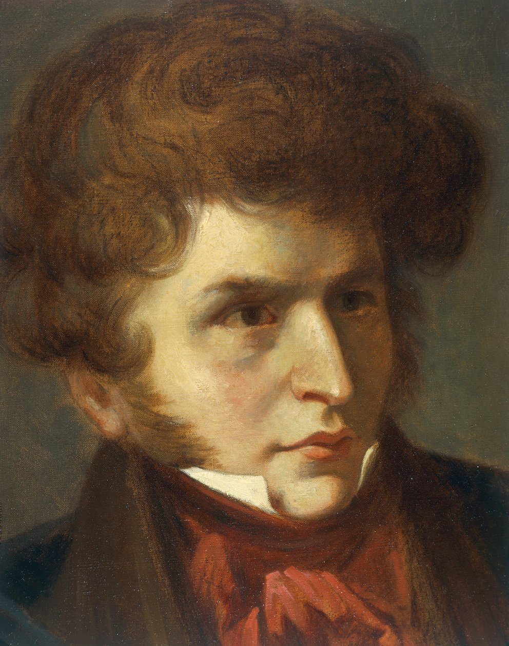 Frankrike, La-Cote-Saint-Andre, Porträtt av Hector Berlioz av Emile (after) Signol