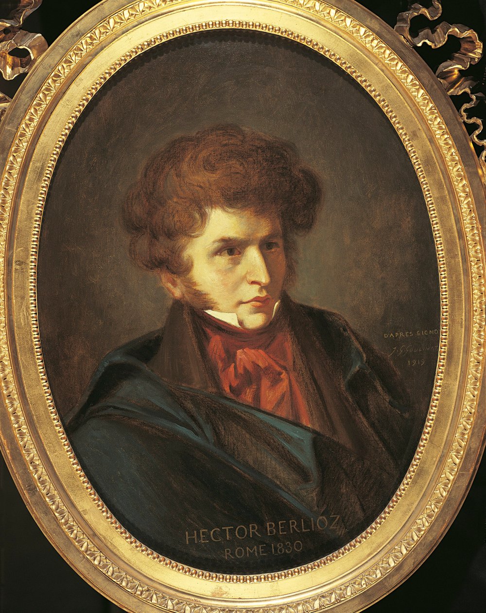 Frankrike, La-Cote-Saint-Andre, Porträtt av Hector Berlioz av Emile (after) Signol