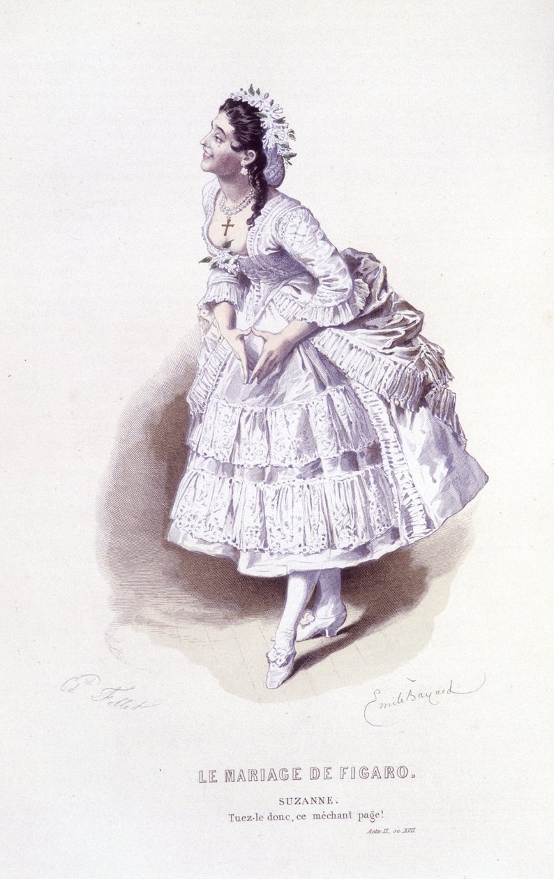 Komplett verk av Beaumarchais (1732-1799) av Edouard Fournier, Ed. Laplace, Sanchez et Cie, Paris 1876 (gravyr) av Emile Antoine Bayard
