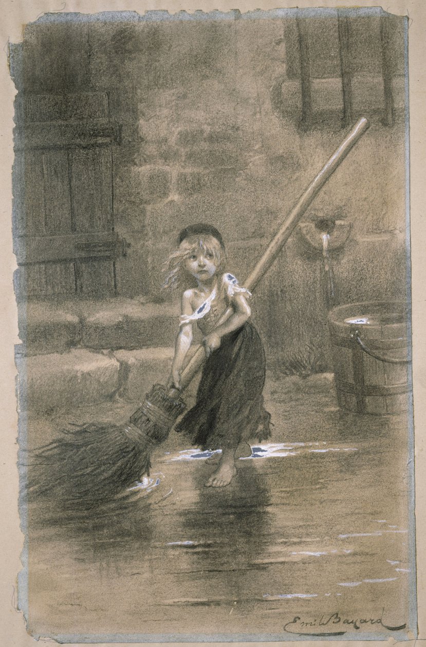 Cosette. Illustration från Les Misérables av Victor Hugo, 1862 av Emile Antoine Bayard