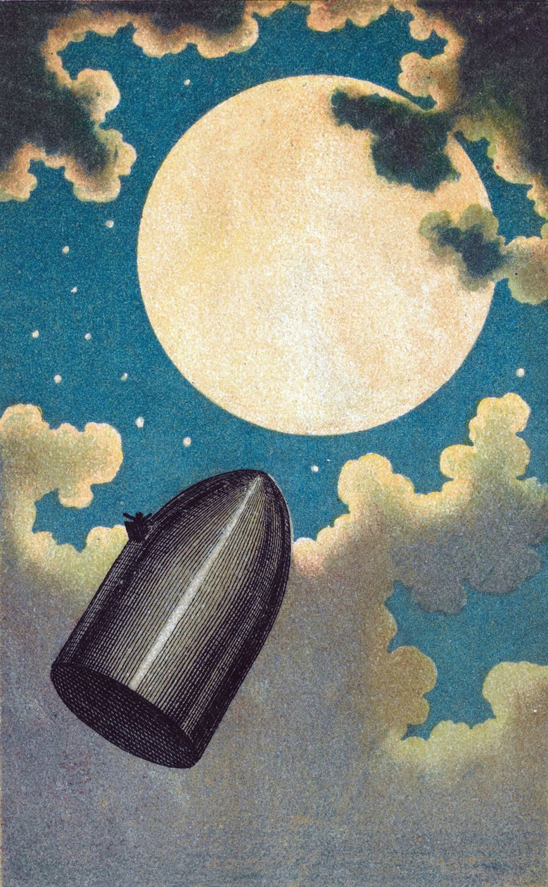 Illustration pour De la Terre a la Lune de Jules Verne - Illustration till ""Från jorden till månen"" av Jules Verne - Emile-Antoine Bayard (1837-1891). Färglitografi av Emile Antoine Bayard