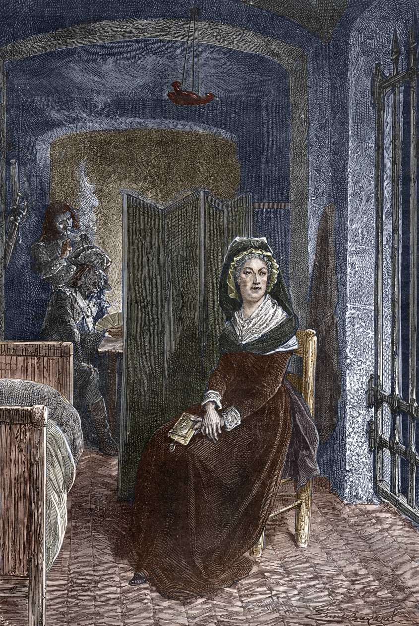 Marie Antoinette inlåst i Conciergerie-fängelset i Paris av Emile Antoine Bayard