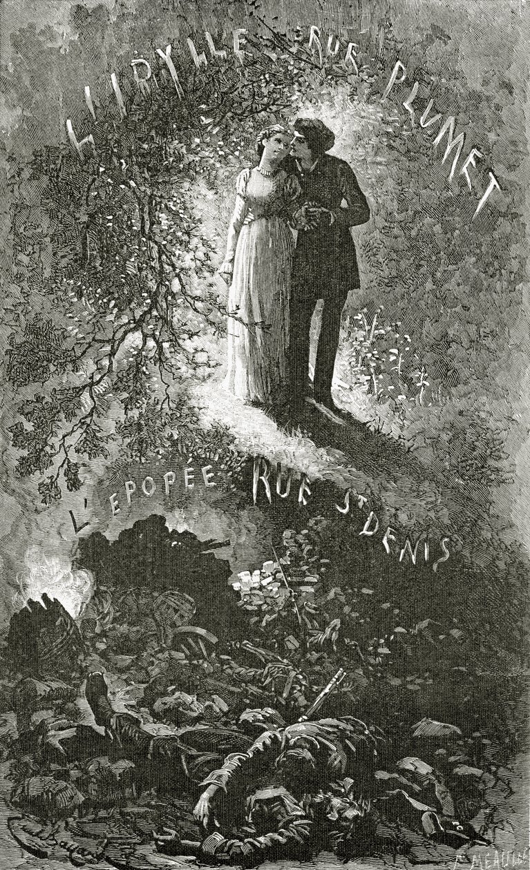 Marius och Cosette, 1800-talet (bw gravyr) av Emile Antoine Bayard