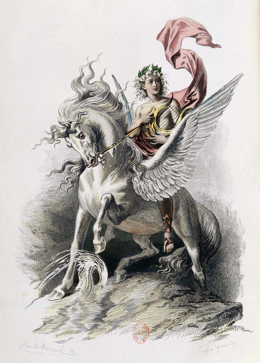Poetisk konst i konstverk av Nicolas Boileau. Illustration E. Bayard. Paris 1873, Laplace Sanchez och Cie editeurs (gravyr) av Emile Antoine Bayard