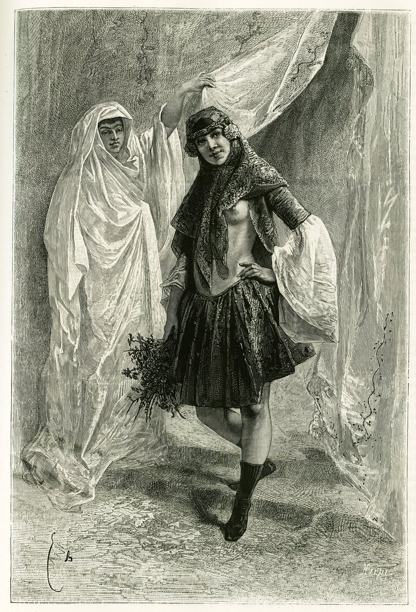 Porträtt av Ziba Khanoum, persisk prinsessa. Gravyr av E.Bayard, efter ett fotografi, för att illustrera berättelsen "" Persia, Chaldee och Susiane"" 1881-1882, av Jane Dieulafoy (f. Magre) av Emile Antoine Bayard