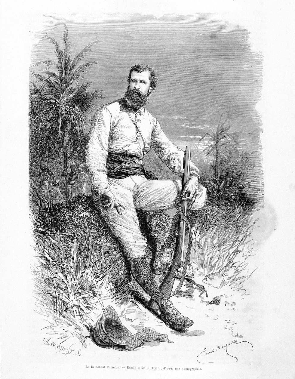 Porträtt av den brittiske löjtnanten och upptäcktsresanden Verney Lovett Cameron (1844-1894) av Emile Antoine Bayard