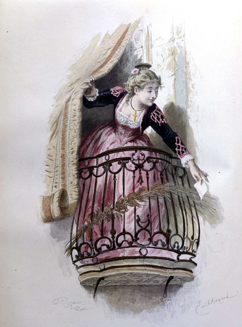 Rosine, karaktären av Barberaren i Sevilla de Beaumarchais (1732 - 1799) skapad 1773. Illustration av Emile Bayard. av Emile Antoine Bayard