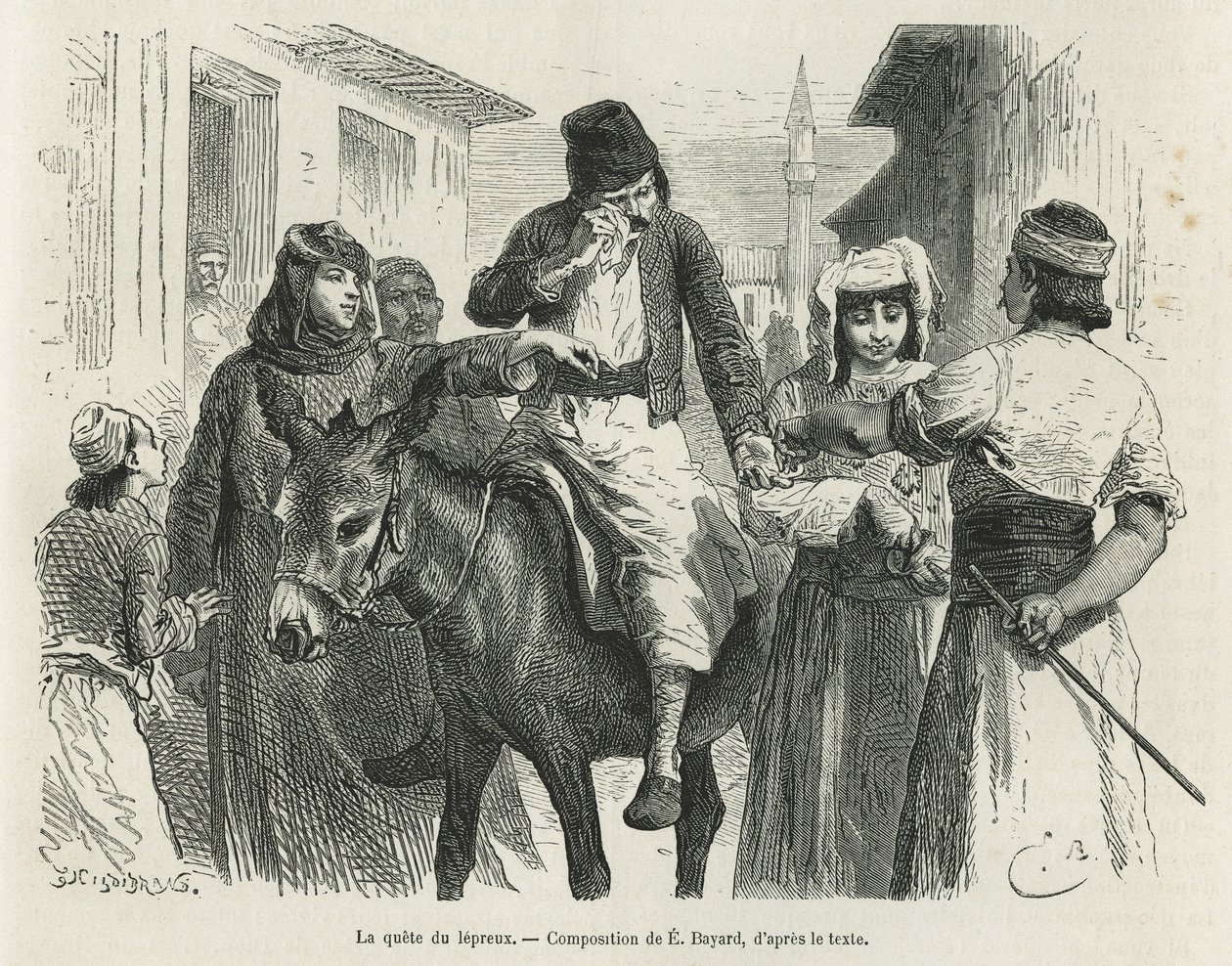 The Leproux Quest in Chio, teckning av Emile Bayard, för att illustrera berättelsen "Ön Chio" (Östra Turkiet), 1877, av Dr A.Testevuide. Gravyr i Le tour du monde av Emile Antoine Bayard