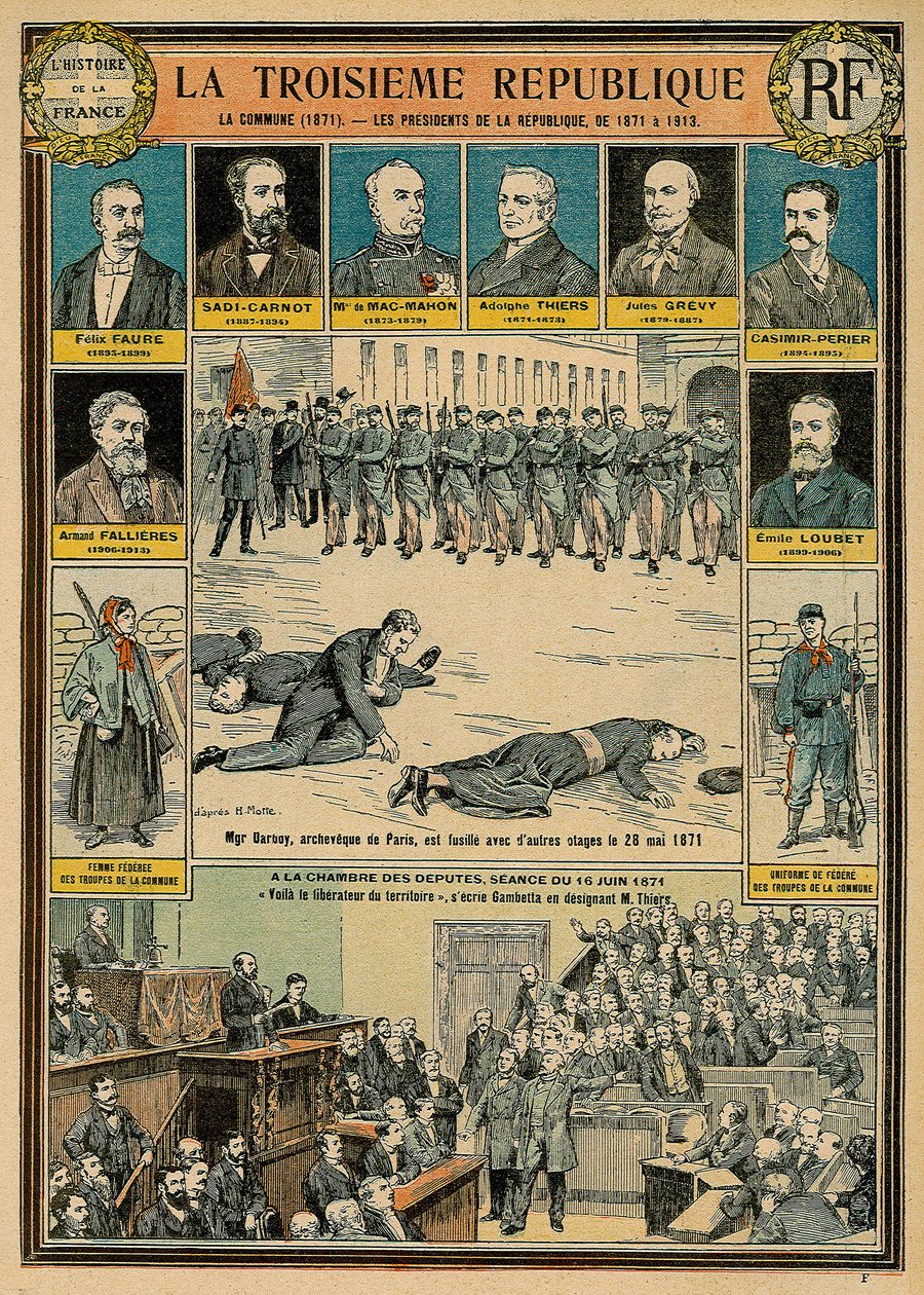 Tredje republiken och dess presidenter från 1871 till 1913 - Kommunen 1871 - Monsignor Darbois, arkevek i Paris, avrättades, sköts med andra gisslan den 28 maj 1871 - sammanträdet den 16 juni 1871 i Deputeradehuset: "Här är befriare av av Emile Antoine Bayard