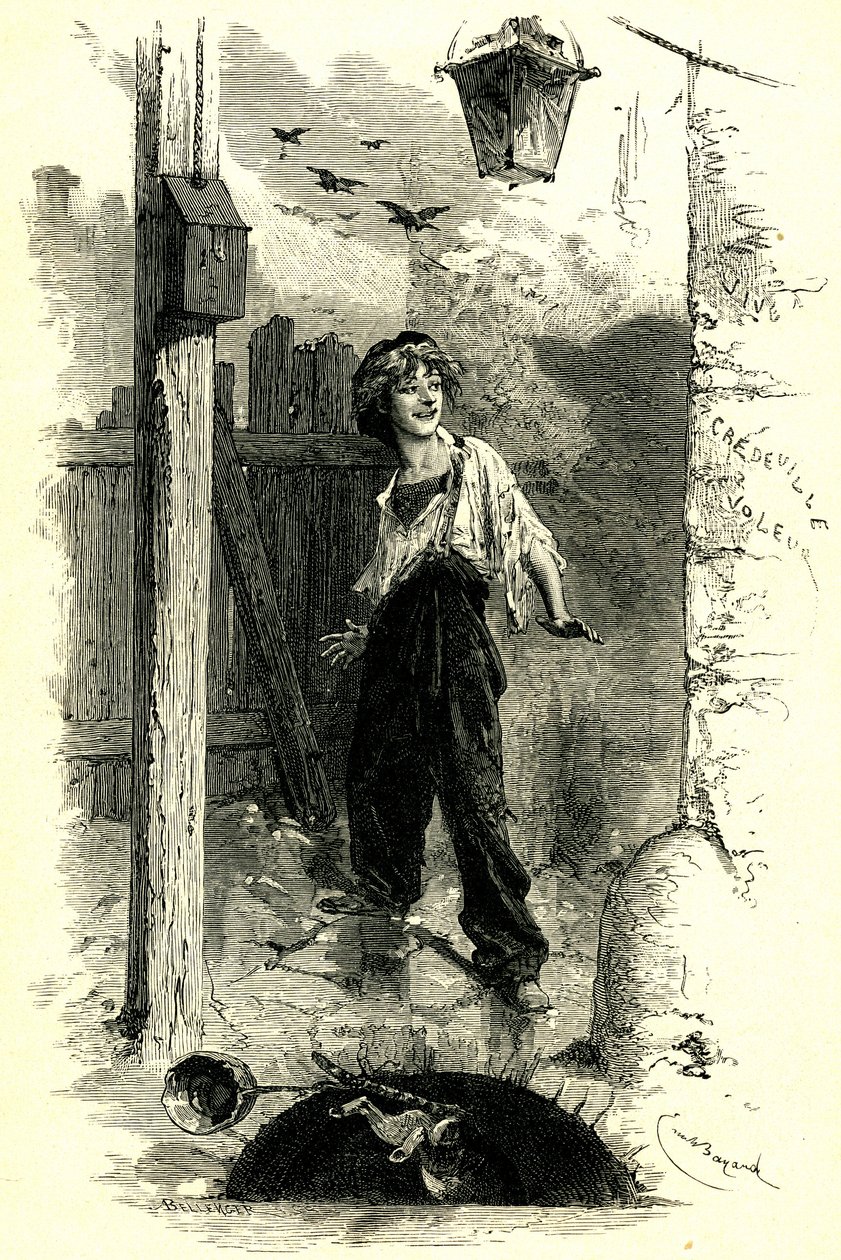 Victor Hugo: Les Miserables. Gavroche, barn från Paris. Illustration av Emile Bayard. av Emile Antoine Bayard