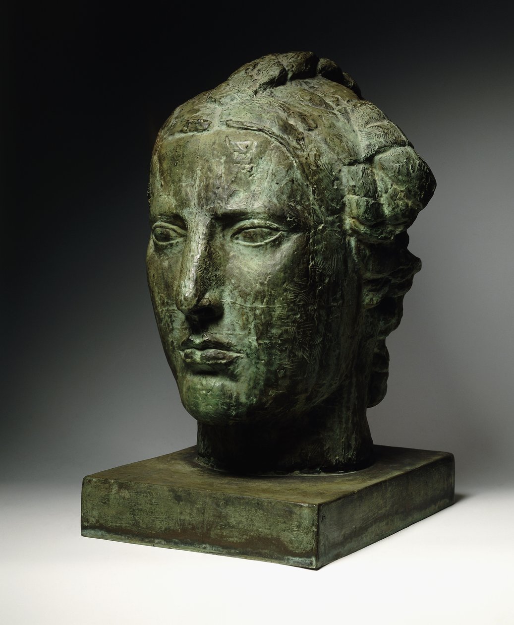 Head of Liberty; Tete de Liberte, ca 1914 (brons med grön patina) av Emile Antoine Bourdelle