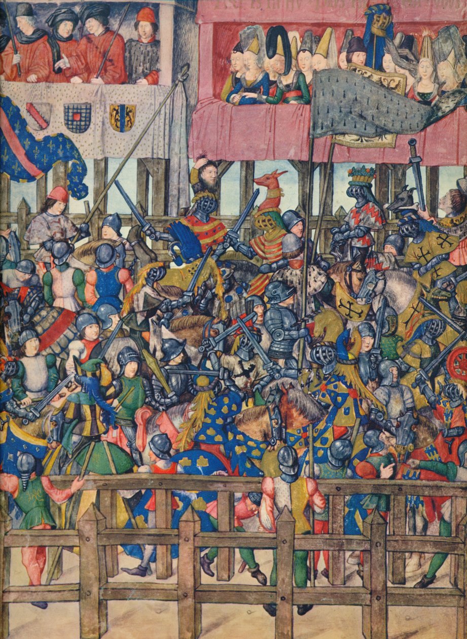 Slutet av turneringen i Brygge, 11 mars 1392, c1400-talet, 1937 av Emile Aurele van Moe