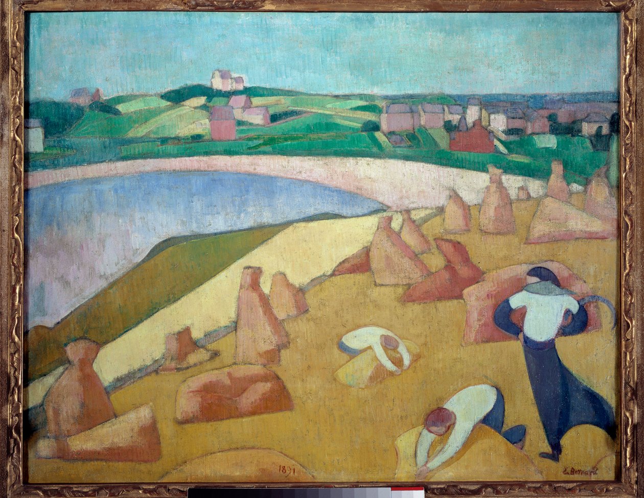 Skörd vid havet, Saint Briac sur mer 1891. Målning av Emile Bernard (1868-1941) av Emile Bernard