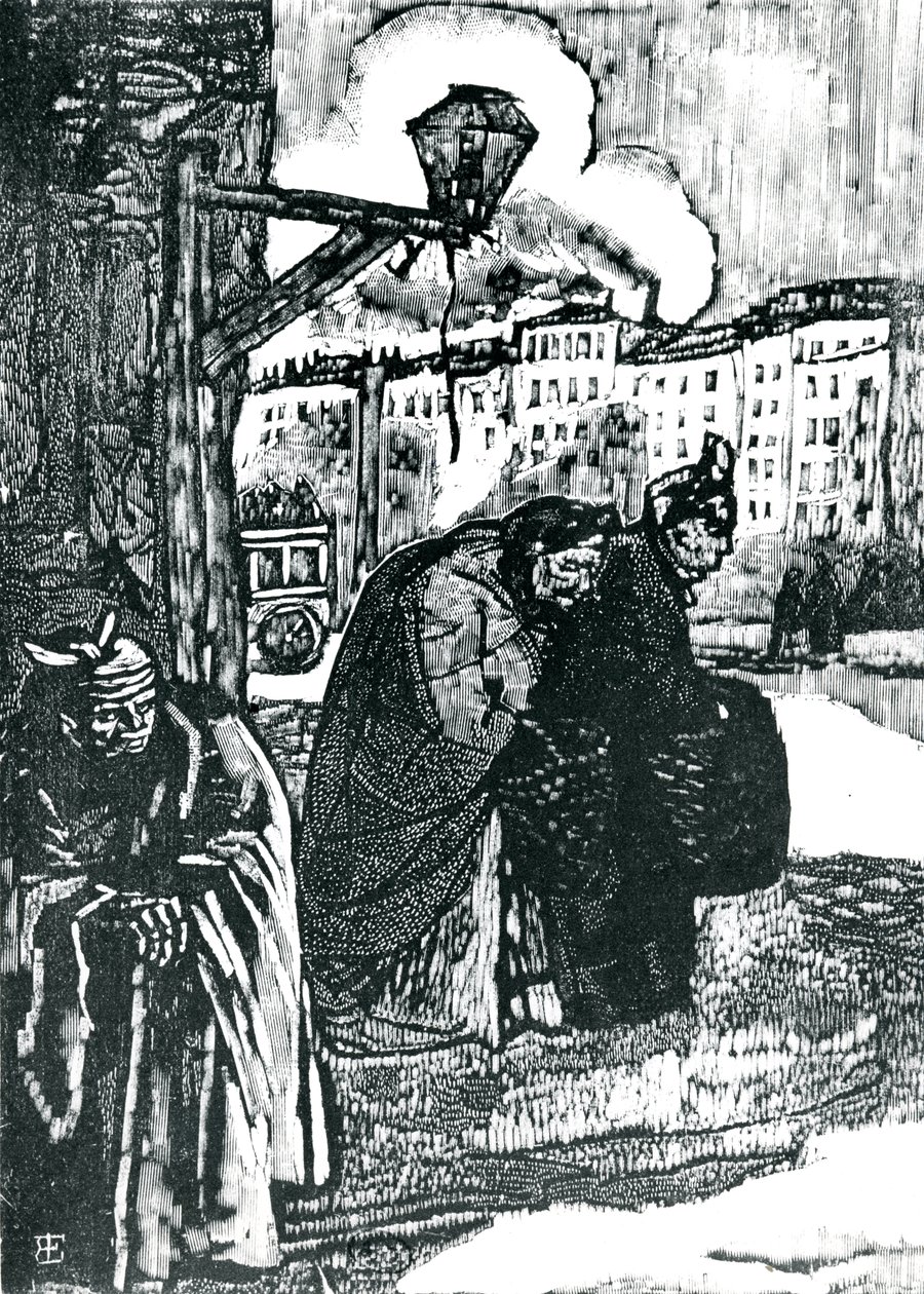 Illustration till dikter av Charles Baudelaire (1821-67) (träsnitt) (s/v foto) av Emile Bernard