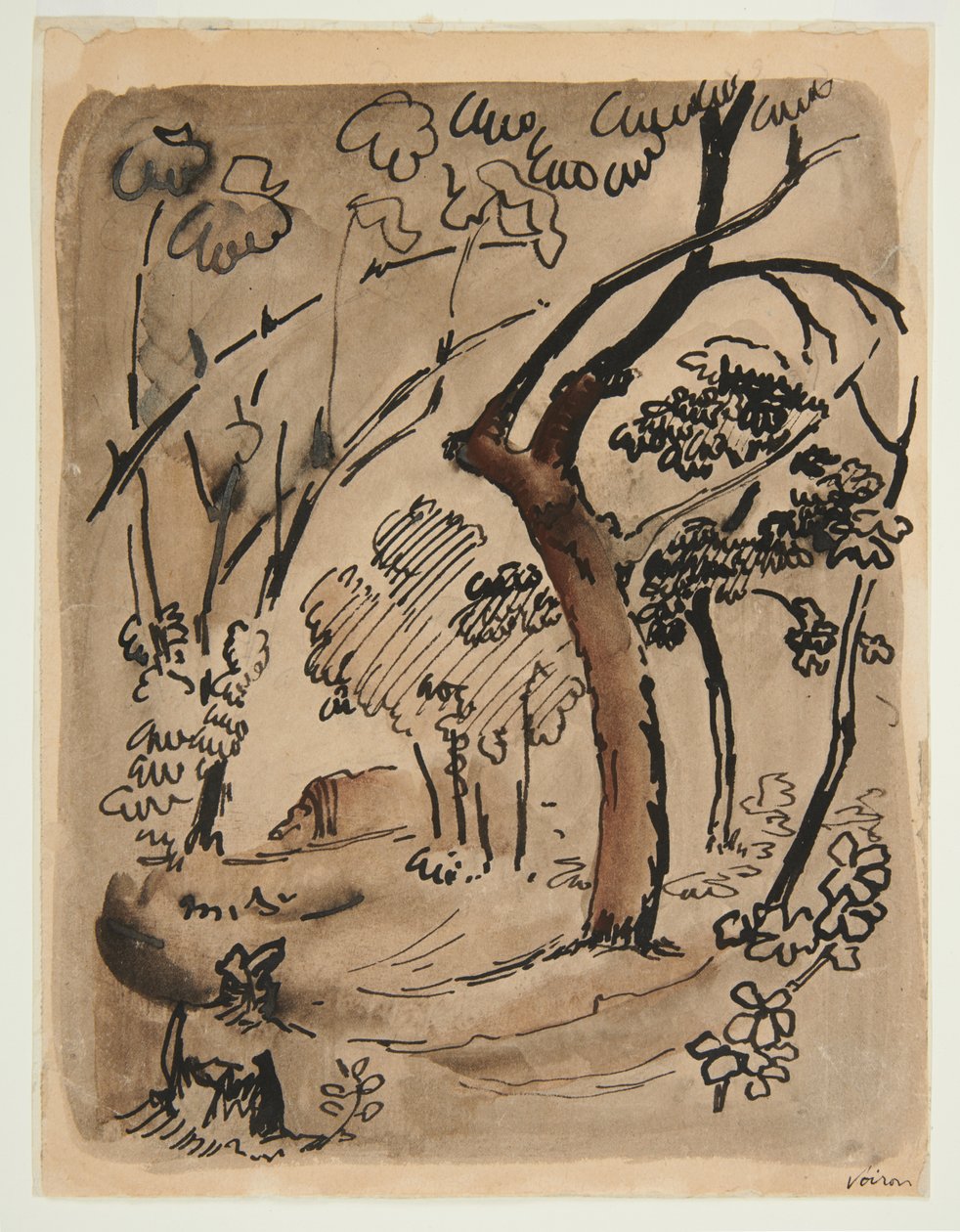 Landskap med träd, ca 1890-95 (penna och bläck på papper) av Emile Bernard