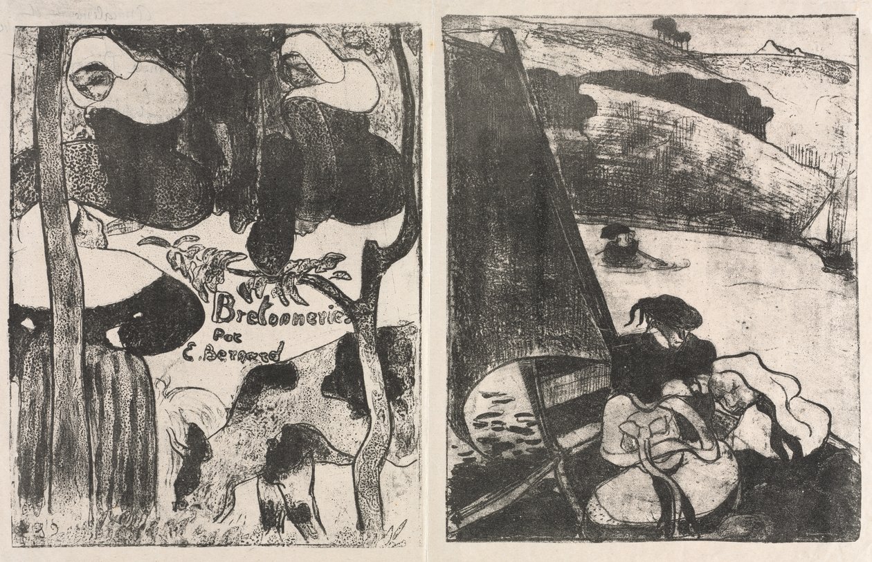 Les Bretonneries: Titelsida och återkomsten från pilgrimsfärden av Emile Bernard