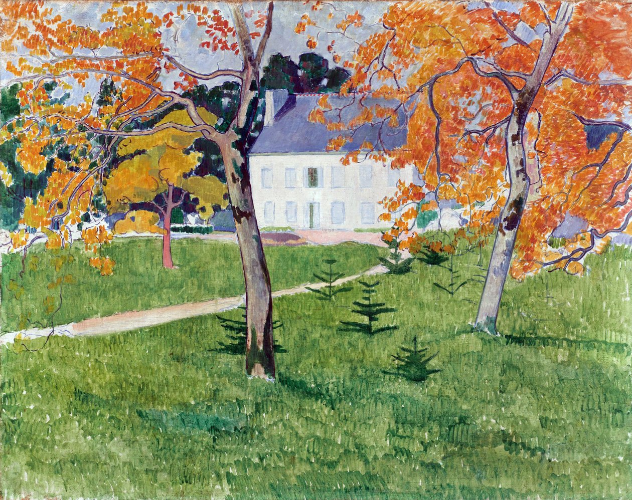 Hus bland träden - Målning av Emile Bernard (1868-1941), olja på duk av Emile Bernard