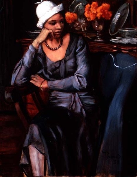Negress with a Cloche Hat (olja på duk) av Emile Bernard