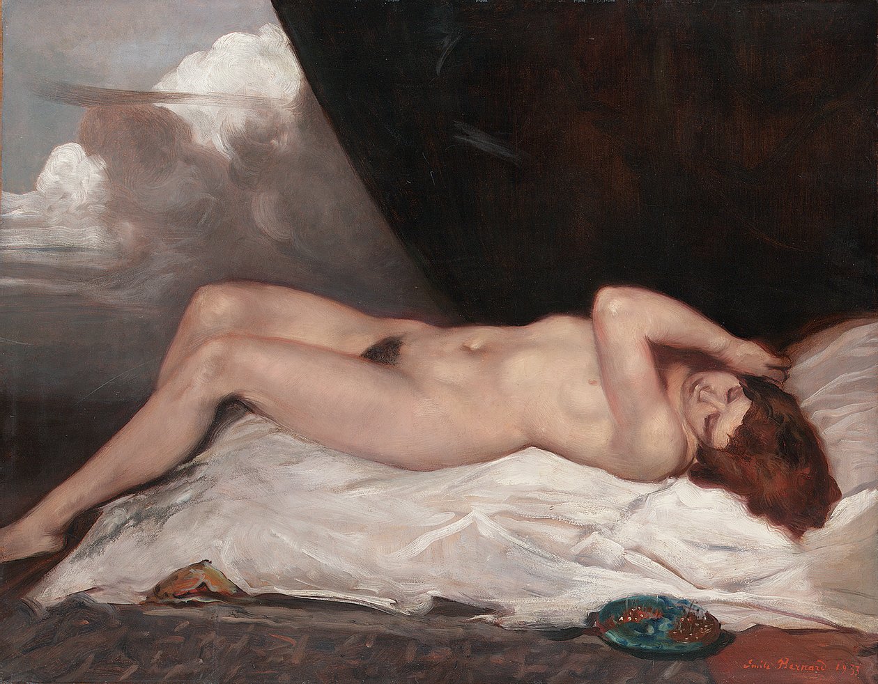 Naken med en kopp körsbär, 1933 av Emile Bernard