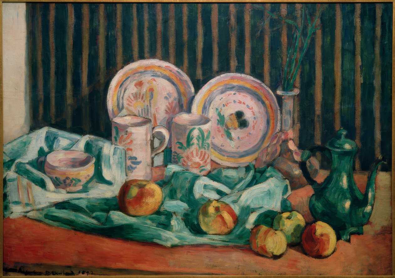 Stilleben med äpplen och bretonsk keramik av Emile Bernard