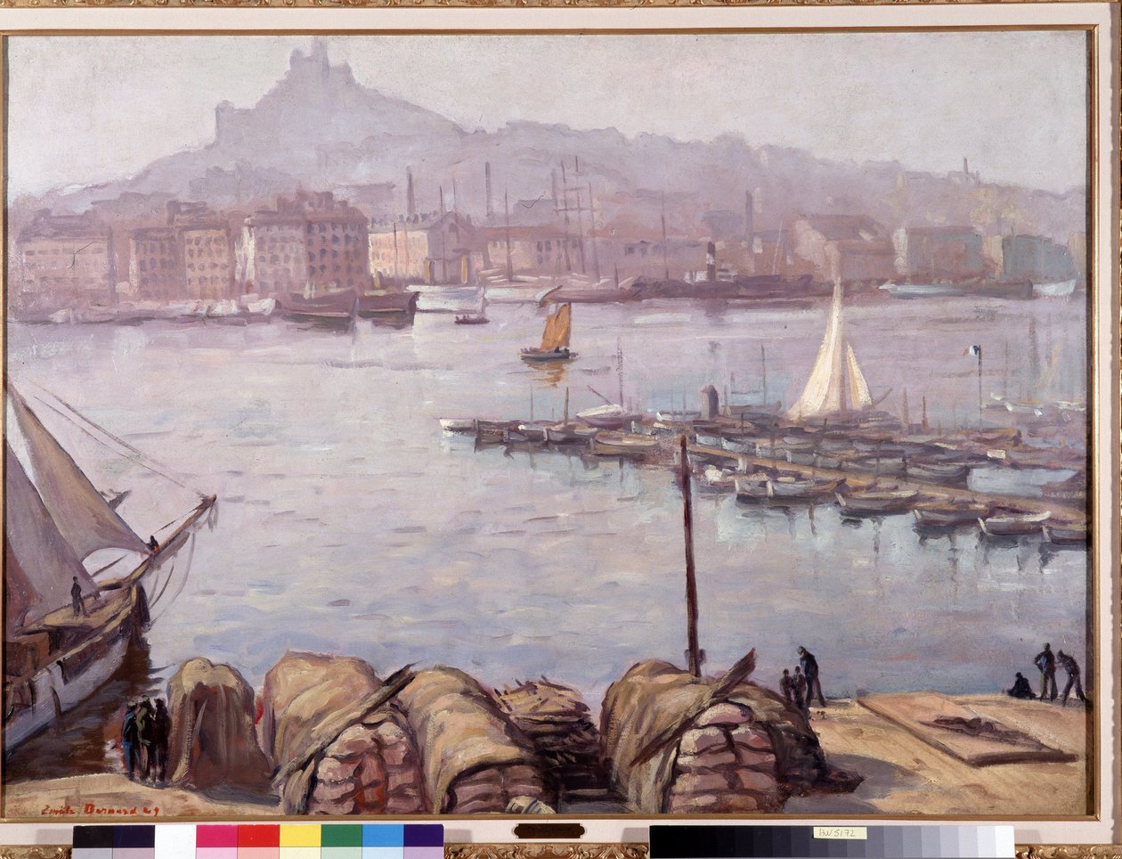 Den gamla hamnen i Marseille och Notre Dame de la Garde (Notre-Dame-de-la-Garde), även kallad den goda modern”” Målning av Emile Bernard (1868-1941) 1929 Dim. 77,5x107 cm Obligatoriskt omnämnande: Samlingsstiftelsen hälsningar från Provence, Marseille av Emile Bernard