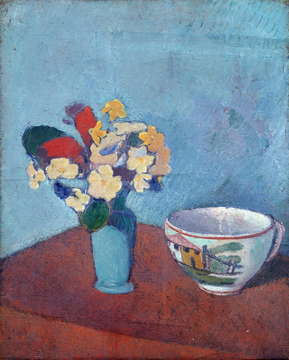 Vas med blommor och kopp - Målning av Emile Bernard (1868-1941), olja på duk av Emile Bernard