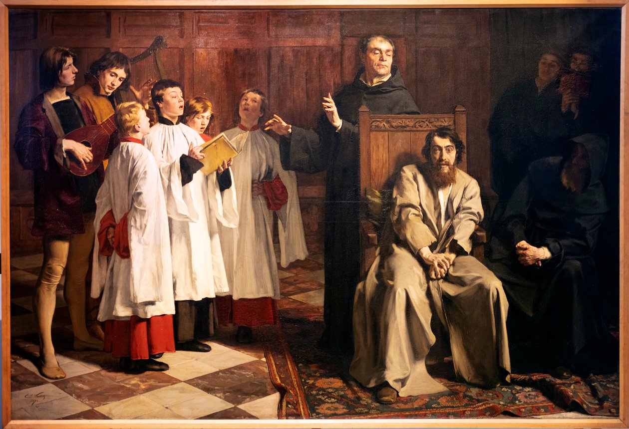 Emile Wauters. Hugo van der Goes i Röda klostret. 1872. Olja på duk. (olja på duk) av Emile Charles Wauters