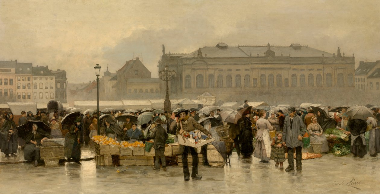 Torget framför teatern i Antwerpen av Emile Claus