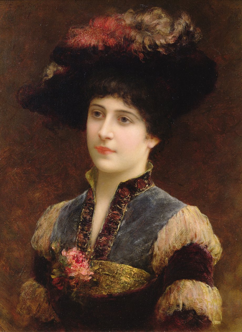 Dam i hatt, 1887 av Emile Eismann Semenowski