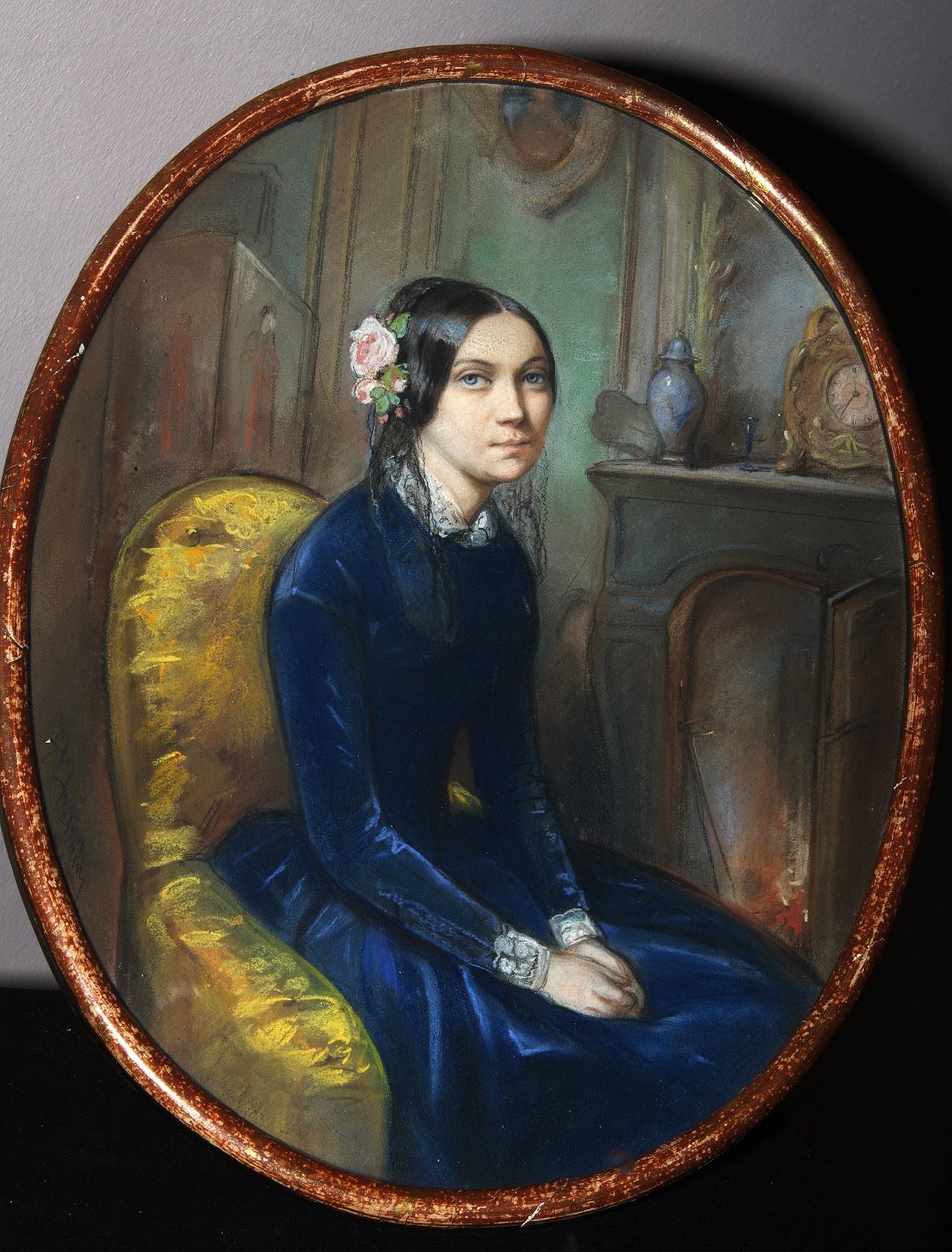 Porträtt av Idalia Poletika (?) (Porträtt av I. Poletika). Verk av Emile Francois Dessain (1808-1882), akvarell och pastell på papper av Emile Francois Dessain