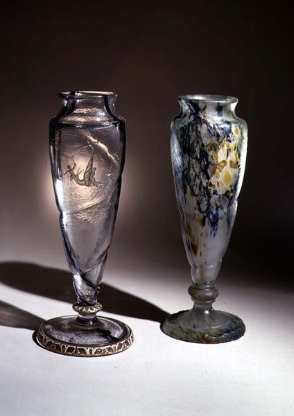 Graverade intercalaire glasvaser, 1800-tal av Emile Galle