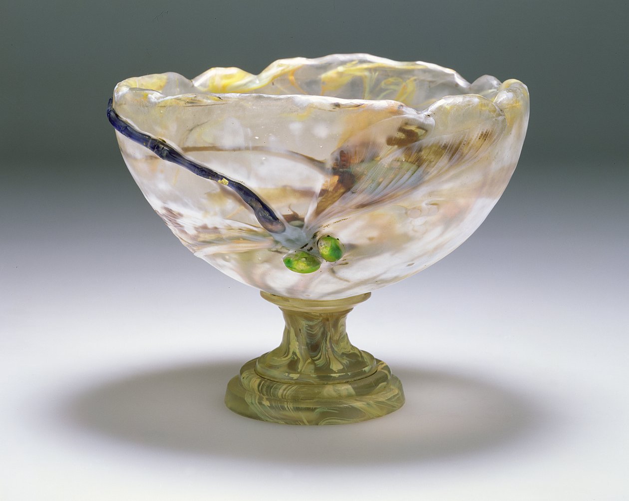 Marqueterie intercalaire graverad, applicerad och overlay coupe (glas) av Emile Galle