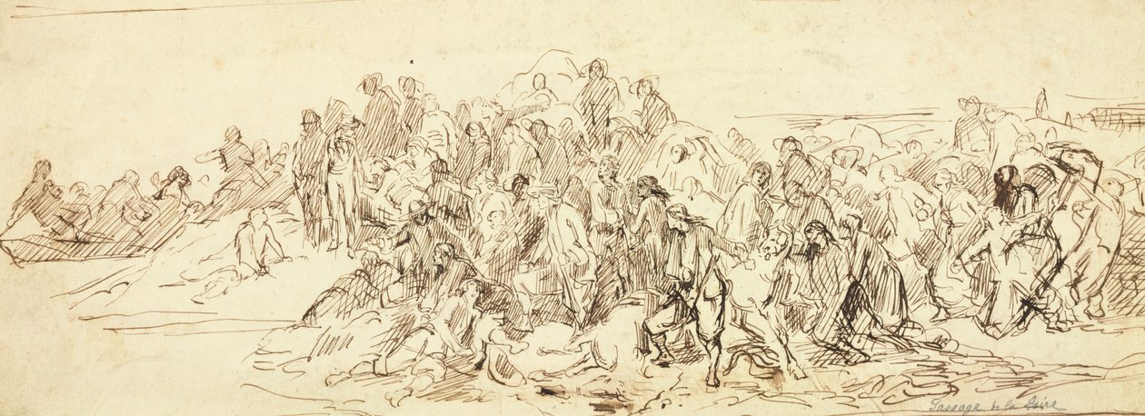 Korsningen av Loire i oktober 1793 (bläck på papper) av Emile Jean Horace Vernet