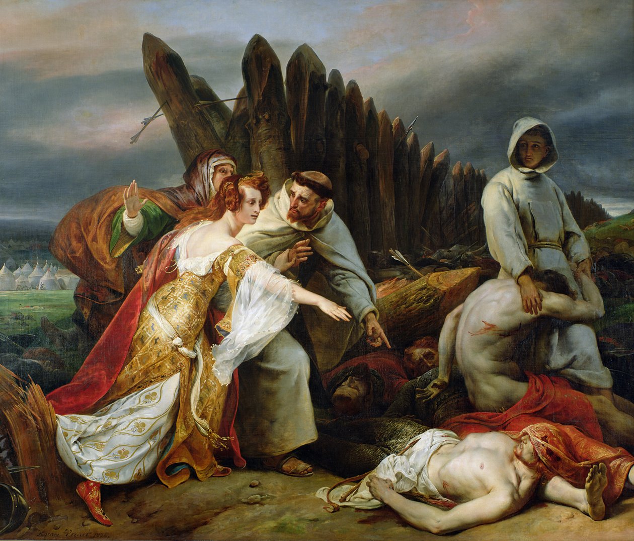 Edith hittar Harolds kropp, 1828 av Emile Jean Horace Vernet