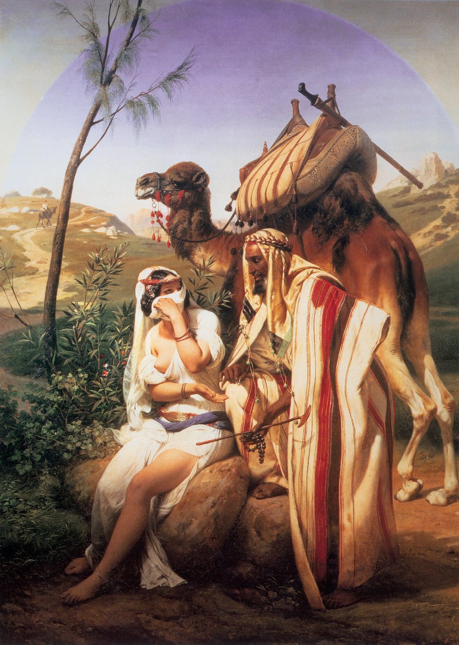 Juda och Tamar, 1840. av Emile Jean Horace Vernet