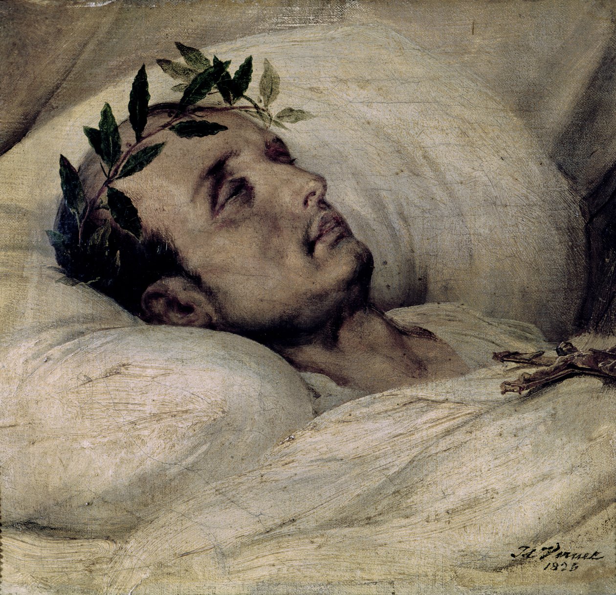 Napoleon I (1769-1821) på sin dödsbädd av Emile Jean Horace Vernet