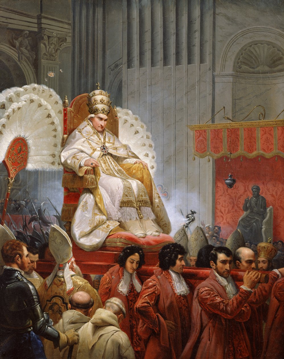Påven Pius VIII (1761-1830) i Peterskyrkan på Sedia Gestatoria (se även 240240) av Emile Jean Horace Vernet