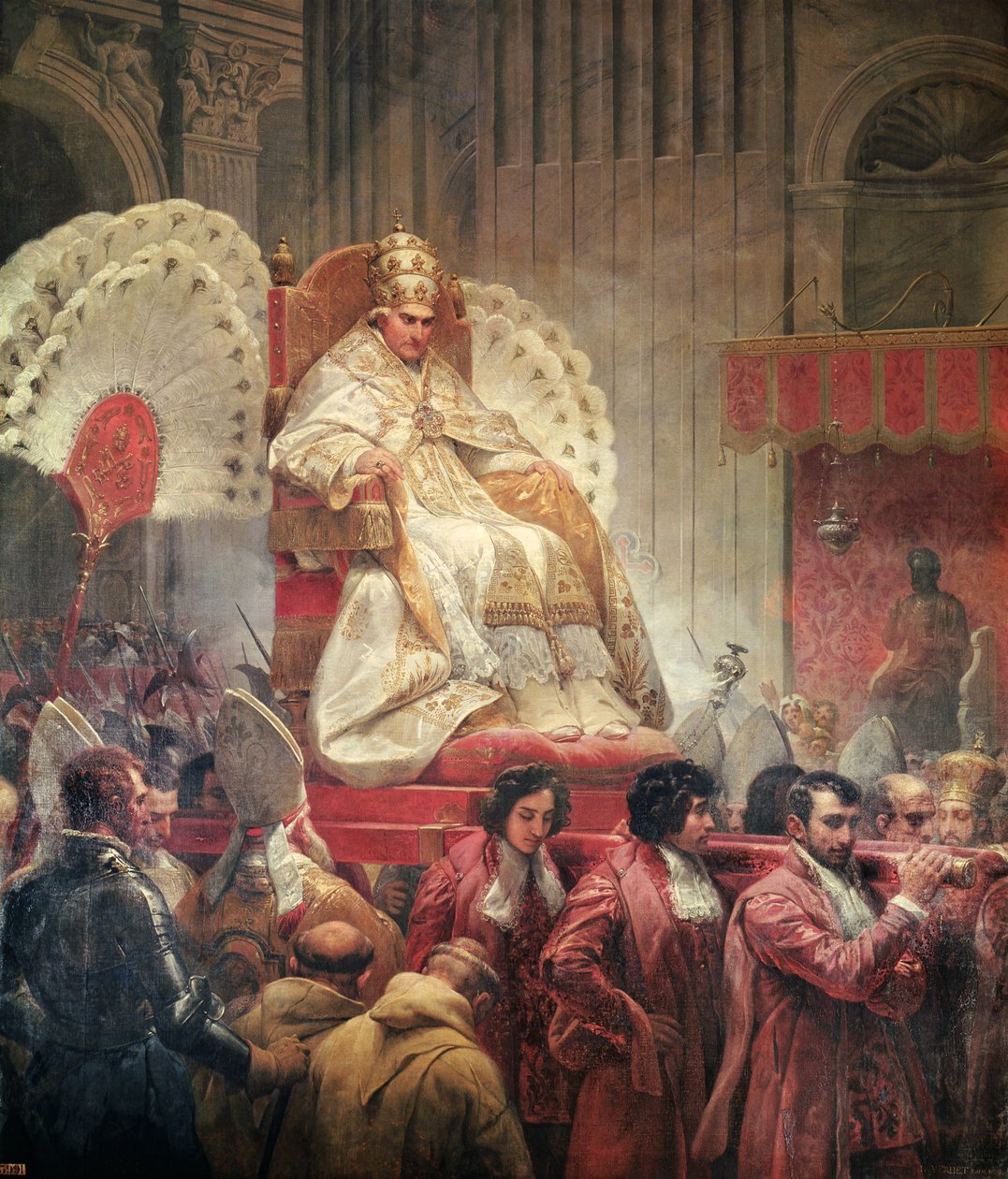 Påven Pius VIII (1761-1830) i Peterskyrkan på Sedia Gestatoria, 1829 (se även 182515) av Emile Jean Horace Vernet