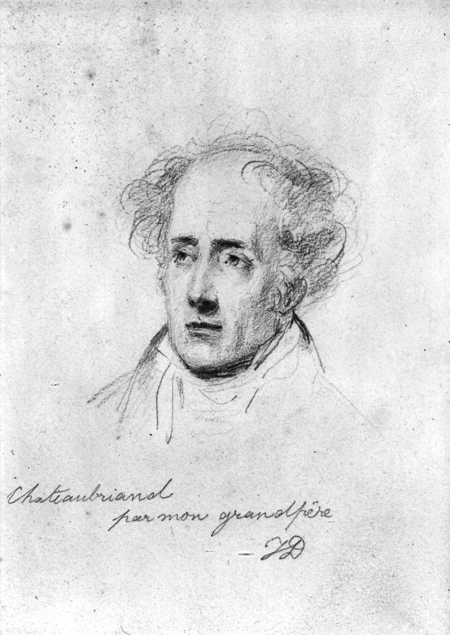 Ata o Francois Rene (1768-1848) Vicomte de Chateaubriand, c.1829 swed av Emile Jean Horace Vernet