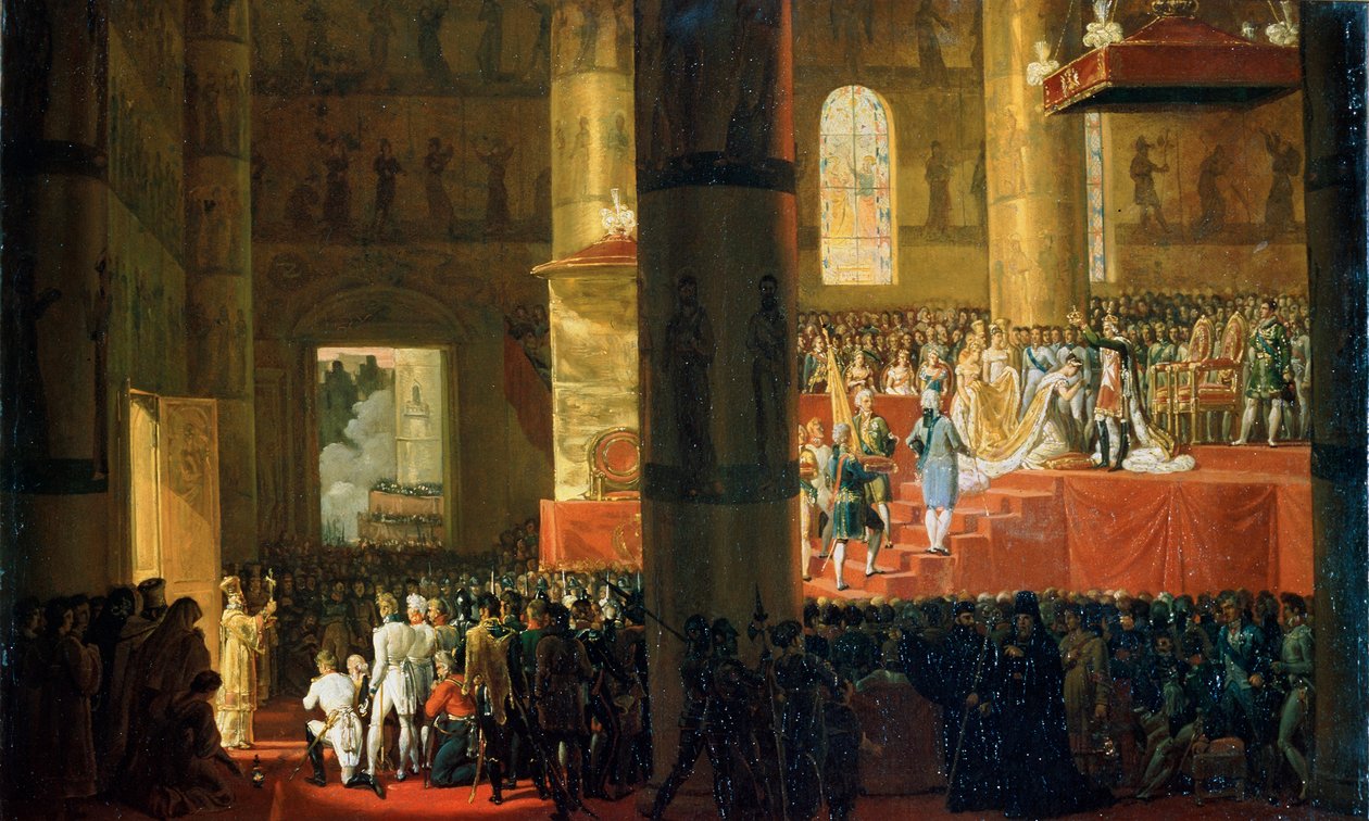 Kröningen av kejsarinnan Maria Feodorovna den 5 april 1797, 1800-talet. av Emile Jean Horace Vernet
