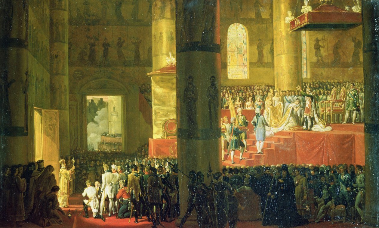 Kejsarinnan Maria Fyodorovnas kröning (1759-1828) 1797 (olja på duk) av Emile Jean Horace Vernet