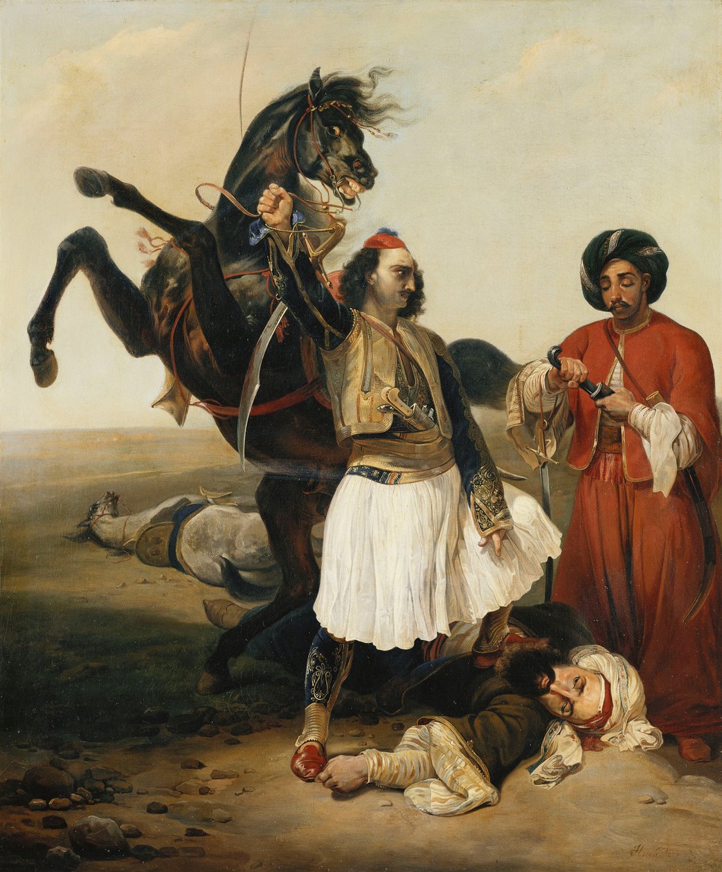 Giaouren, erövrare av Hassan; Le Giaour, Vainqueur d"Hassan, av Emile Jean Horace Vernet