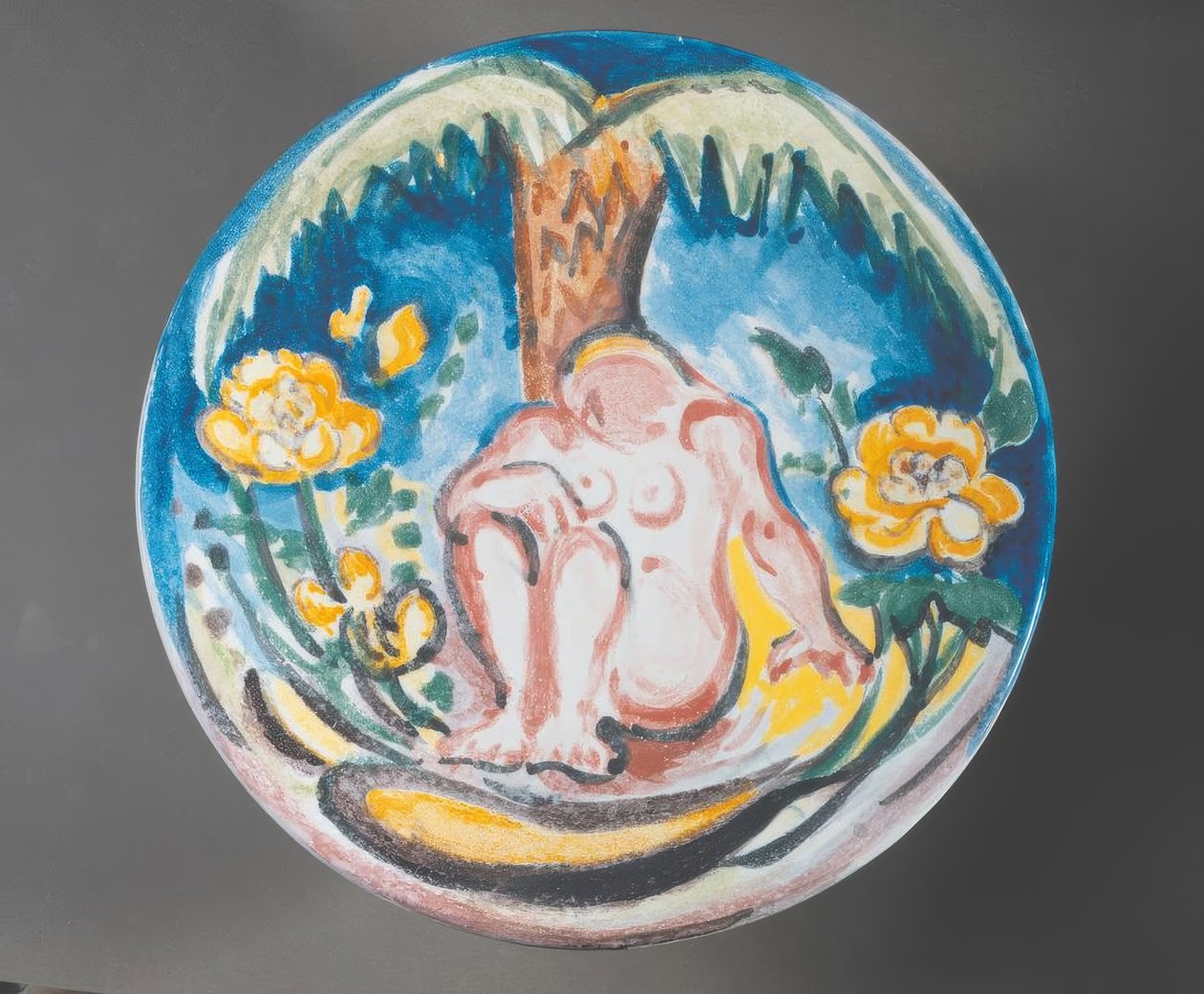 Fauve design av kvinnlig naken under palmträd av Emile Othon Friesz