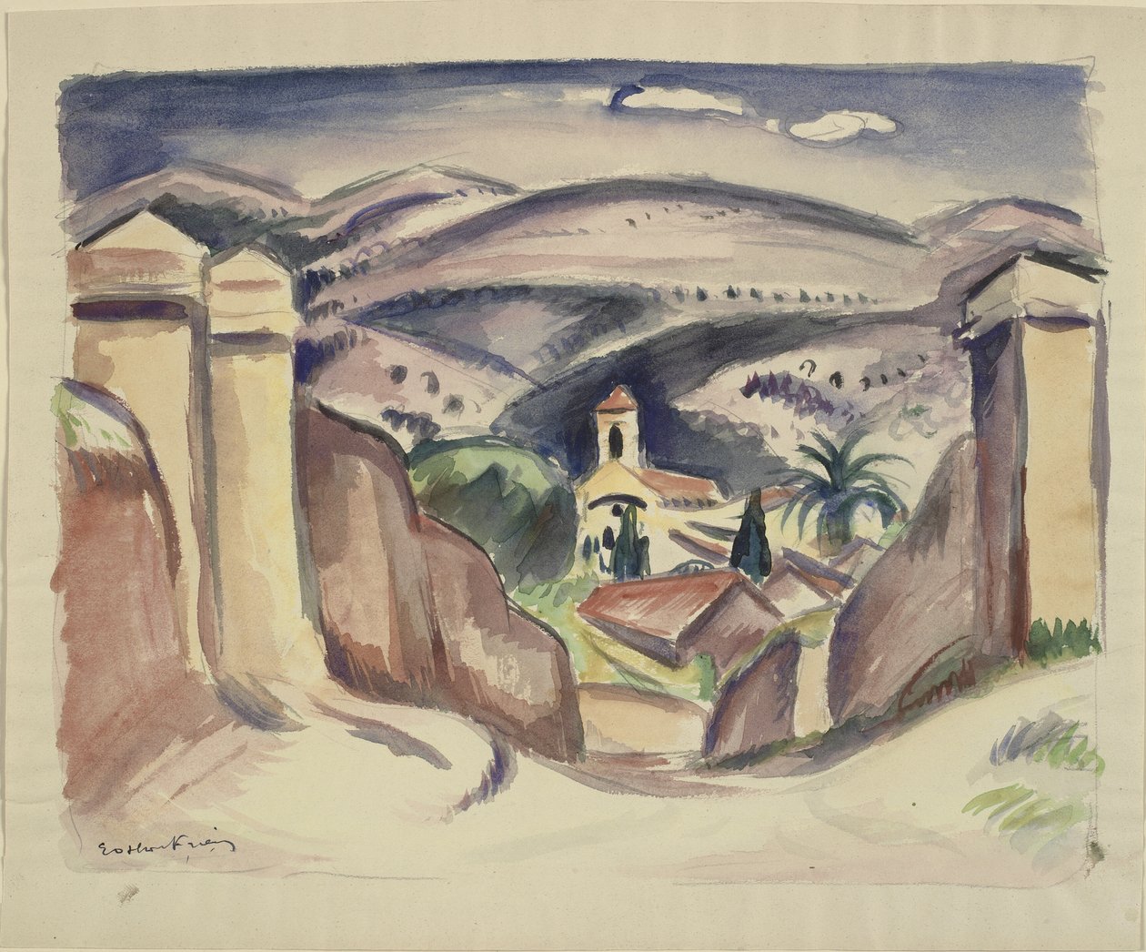 Ingången till Cassis, även kallad Cassis kyrktorn av Emile Othon Friesz