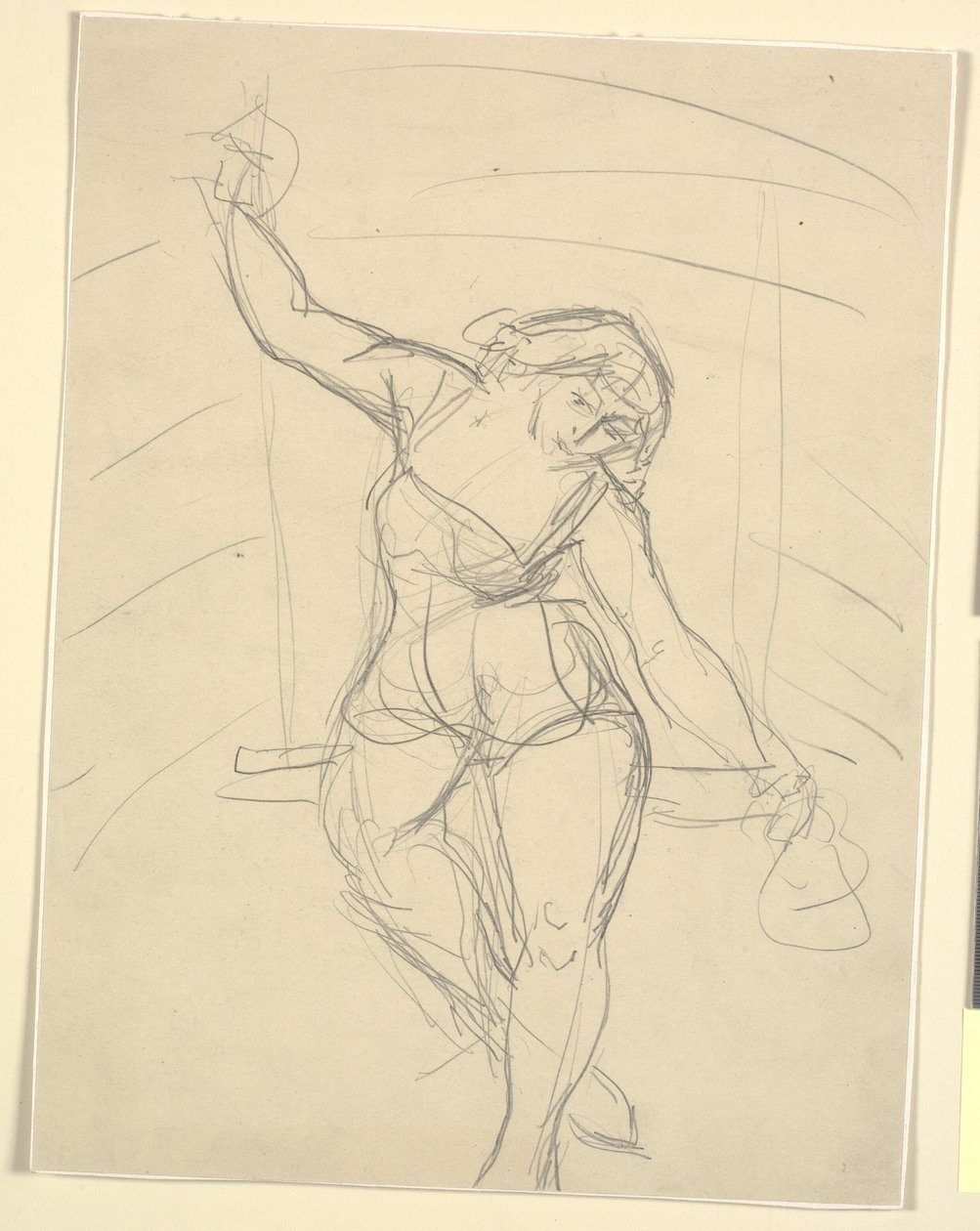 Kvinnlig konstnär sitter på trapets av Emile Othon Friesz