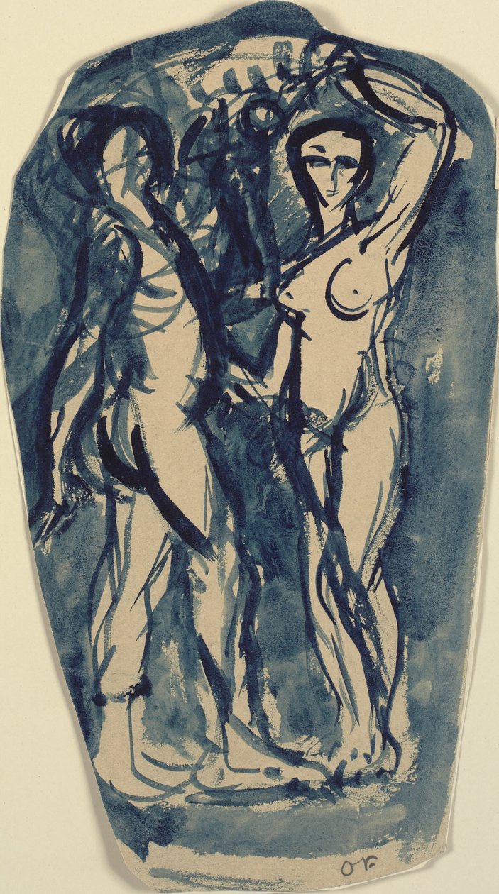 Två stående, nakna figurer (Adam och Eva?). av Emile Othon Friesz