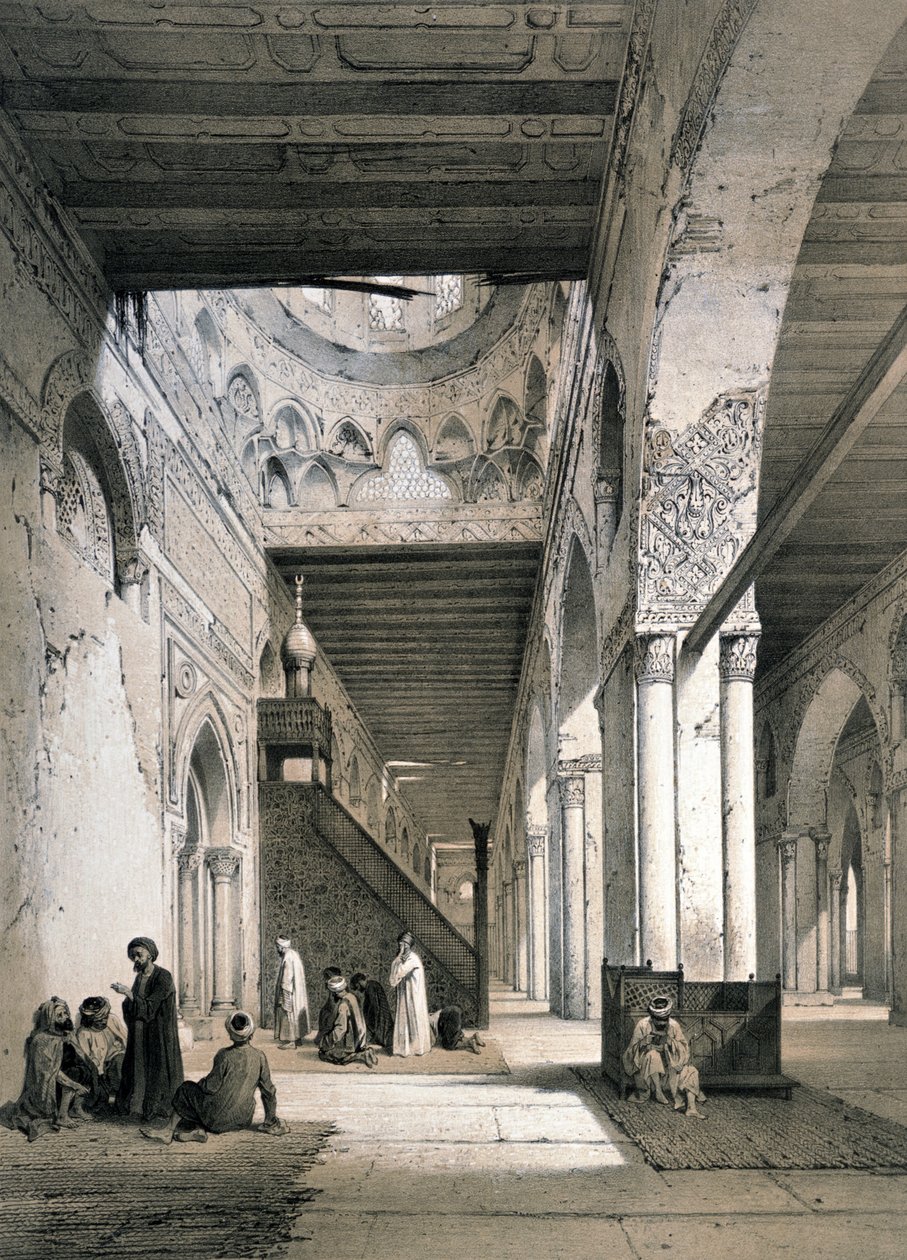 Ahmad Ibn Tuluns moské, Kairo: Interiör från Maqsura, 900-talet. 1800-talet (litografi från "L